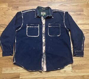 Vintage Adirondack Savile Row Acid Wash Blue Button Down Shirt Men Size XL